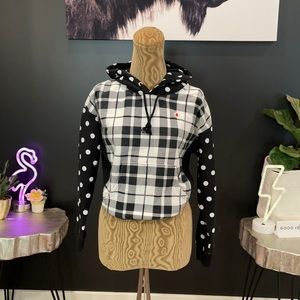 Champion plaid & polka dot sweater